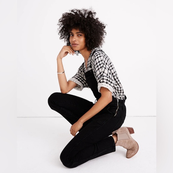 Madewell Overalls in Lunar Wash Skinny Black Denim Sz Small Good Used Condition - Picture 3 of 12